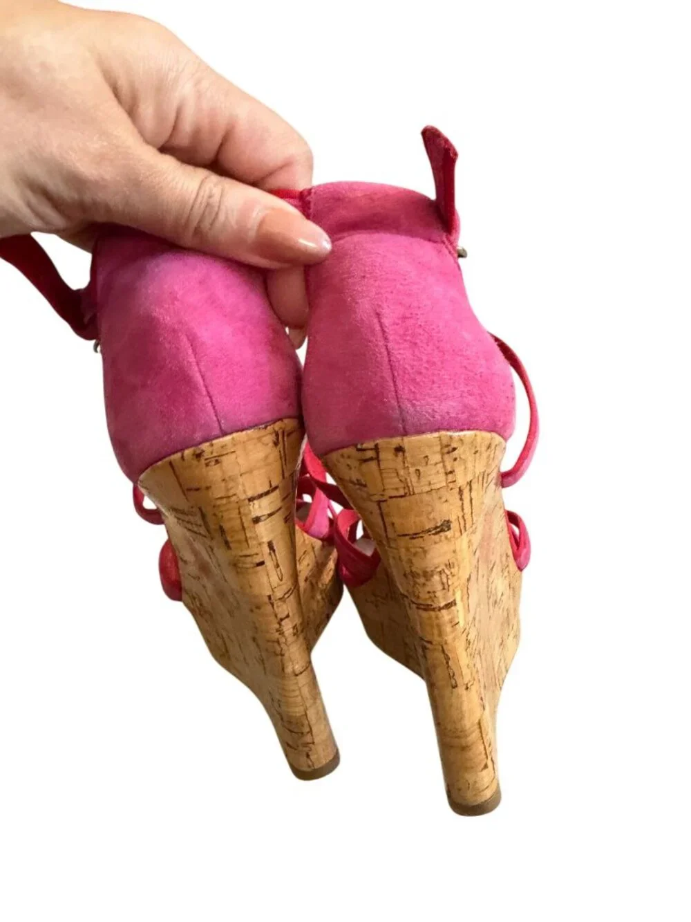DKNY Pink Cork Wedge Sandals